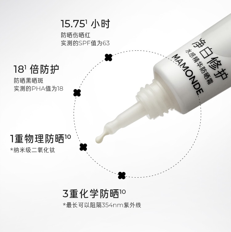 净白修护水感精华防晒霜